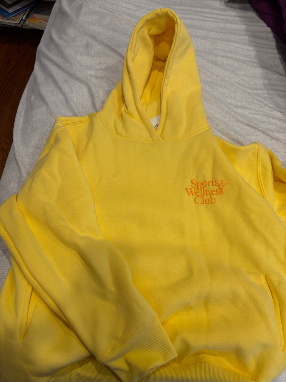Yellow 'Sports & Wellness Club' Hooded Sweatshirt